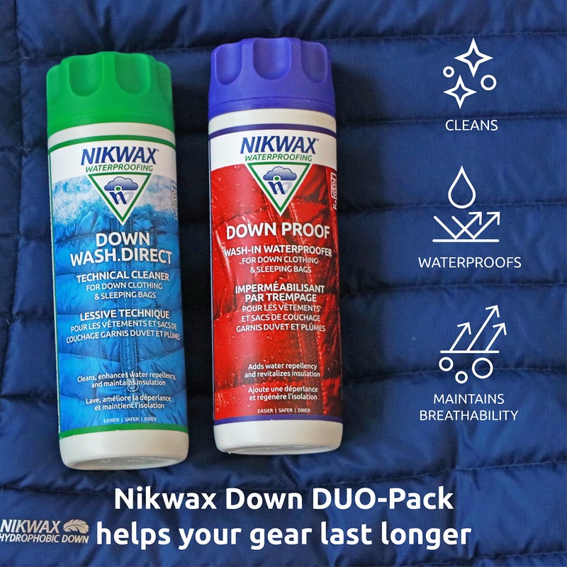 Nikwax Down, Down DUO-Pack, 300ml, Wash-In Cleaning and Waterproofing adds DWR Water Repellency to Down Filled Jackets, Outerwear, Sleeping Bags, Restores and Protects Insulation and Loft - Image 4